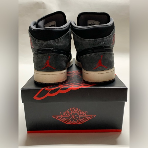 Jordan 1 Retro Mid Black Gym Red Anthracite Mens 9 - Picture 9 of 14